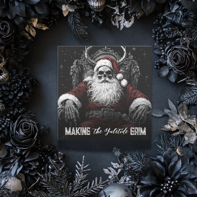 Cartão De Festividades Fazer do Grim Yuletide | Papais noeis de esqueleto (Criador carregado)