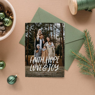 Cartão De Festividades Fé esperança amor alegria religiosa foto de Natal