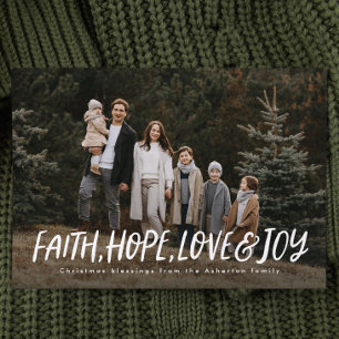 Cartão De Festividades Fé esperança amor alegria religiosa foto de Natal