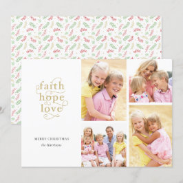 Cartão De Festividades Fé Esperança Amor Colagem de 4 Fotos Natal em Famí