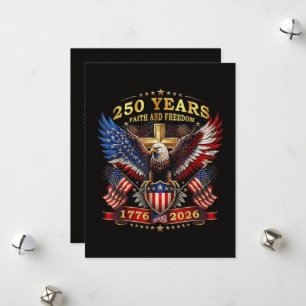 Cartão De Festividades Fé Liberdade 250 Anos 1776 2026 Águia Patriótica