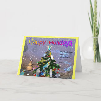 Cartão De Festividades Feathered Family Holiday Greetings
