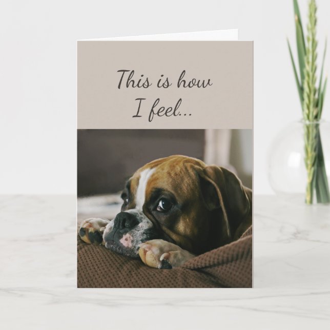 Cartão De Festividades Feeling Sad Worried Cute Boxer Dog Puppy (Frente)