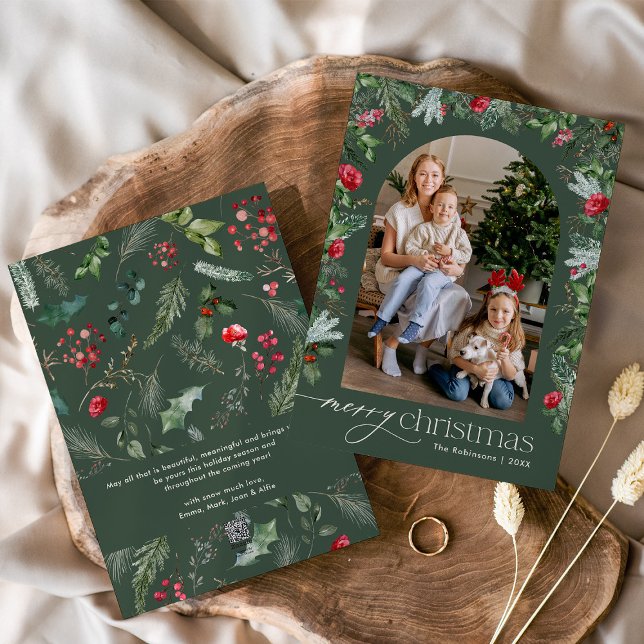 Cartão De Festividades Feira de Botânica Verde Elegante Feliz Natal (Criador carregado)