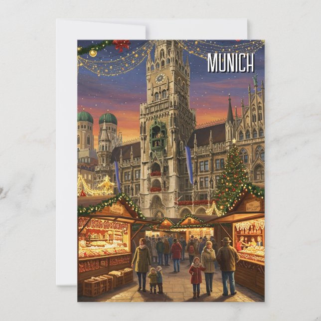Cartão De Festividades Feira de Natal de Munique Marienplatz Alemanha (Frente)