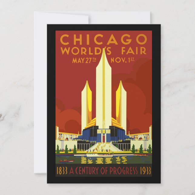 Cartão De Festividades Feira dos Mundos de Chicago da Poster viagens vint (Frente)