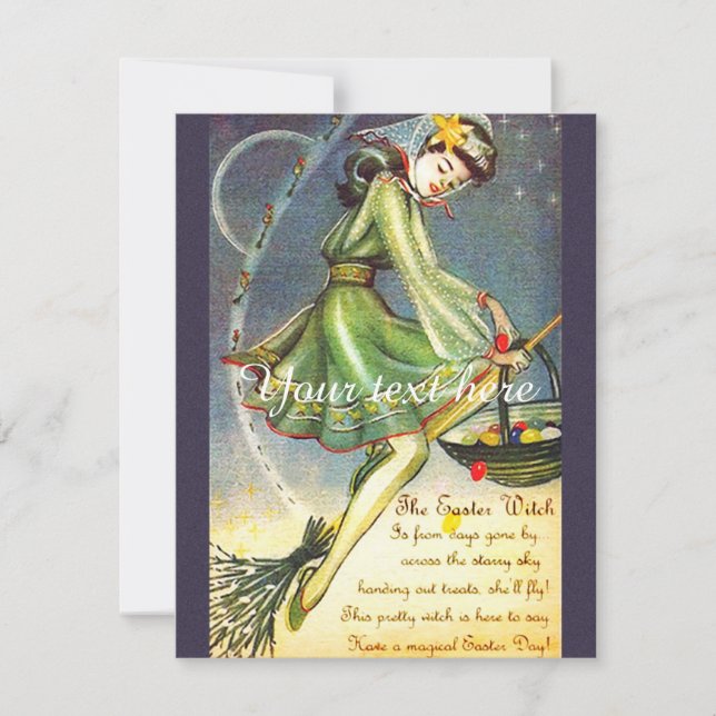 Cartão De Festividades Feiticeira Páscoa (Frente)