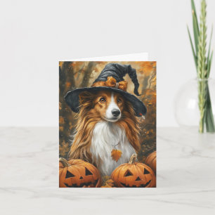 Cartão De Festividades Feiticeira Sheltie Halloween
