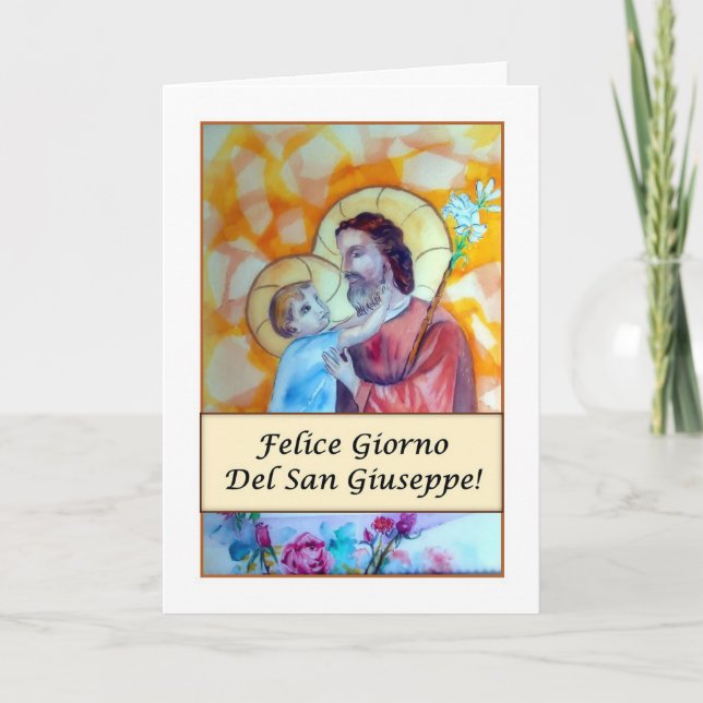 Cartão De Festividades Felice Giorno del San Giuseppe (Religioso) Card (Frente)