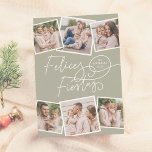 Cartão De Festividades Felices Fiestas | Caligrafía Navideña y 6 Fotos<br><div class="desc">Llene de alegría las fiestas con encantadora tarjeta de Navidad en outono salvia. En esta postal, "Felices Fiestas" está escrito em una caligrafia moderna, con el nombre de su familia y el año en los trazos elegantes. Personalice la tarjeta con isso é: tres en la parte superior y tres en...</div>