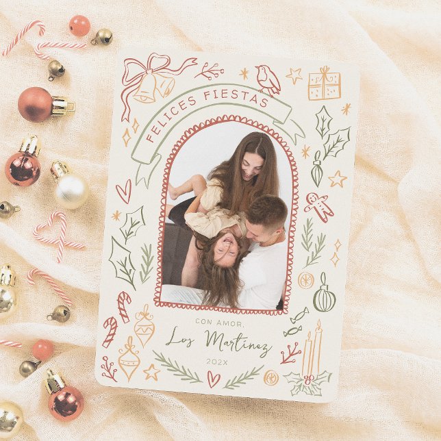 Cartão De Festividades Felices Fiestas Ilustraciones de Navidad con Foto (Criador carregado)