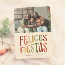 Felices Fiestas Postal de Navidad Retro con Foto