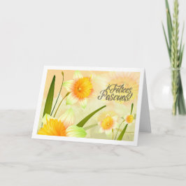 Cartão De Festividades Felices Pascuas. Placa de Páscoa Daffodil em espan