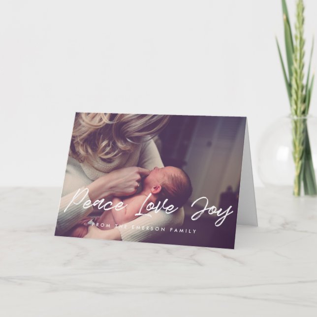 Cartão De Festividades Felicidade Amor Paz Foto Inspiradora Moderna (Frente)