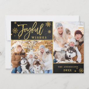 Cartão De Festividades Felicidade de Natal Frame Dourado 2 Foto Saudação