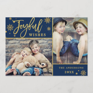 Cartão De Festividades Felicidade Dourada Quadro Natal 2 FOTO Saudação