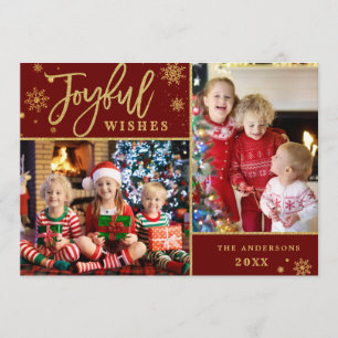 Cartão De Festividades Felicidade Dourada Quadro Natal 2 FOTO Saudação