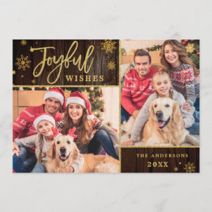 Cartão De Festividades Felicidade Dourada Quadro Natal 2 FOTO Saudação
