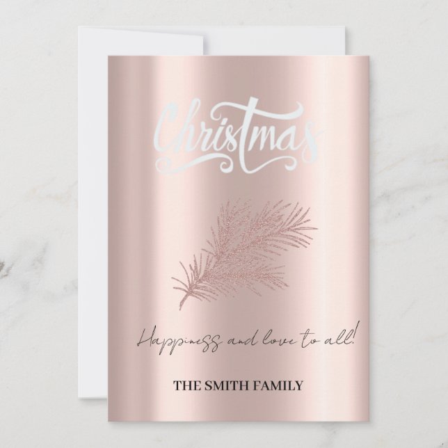 Cartão De Festividades Felicidade e amor para todos, elegância rosa doura (Frente)