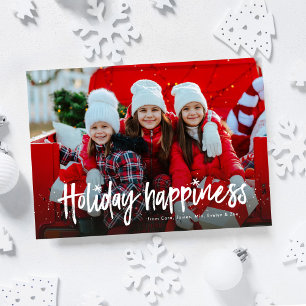 Cartão De Festividades Felicidade fofa foto simples família Natal