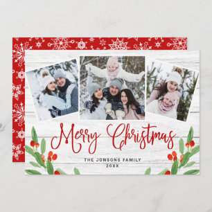 Cartão De Festividades Felicidade natalícia em madeira branca 3 FOTOS