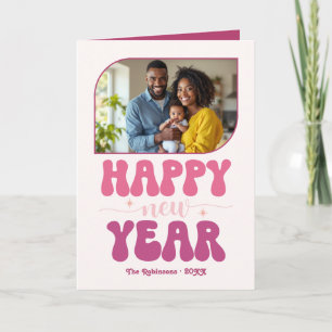 Cartão De Festividades Felicidade Renascimento Ano Novo Foto Retro Groovy