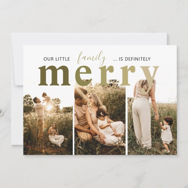 Cartão De Festividades Felicidade Simples 3 Fotos (Frente)