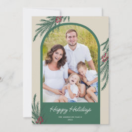 Cartão De Festividades Felicidades Arco Foto Verde Inverno Natal