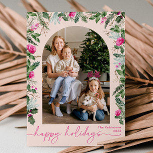 Cartão De Festividades Felicidades Blush Rosa Verde Arquitetura 1 Foto