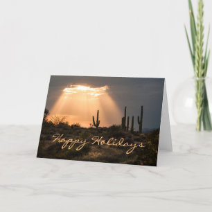 Cartão De Festividades Felicidades com Luz no Deserto