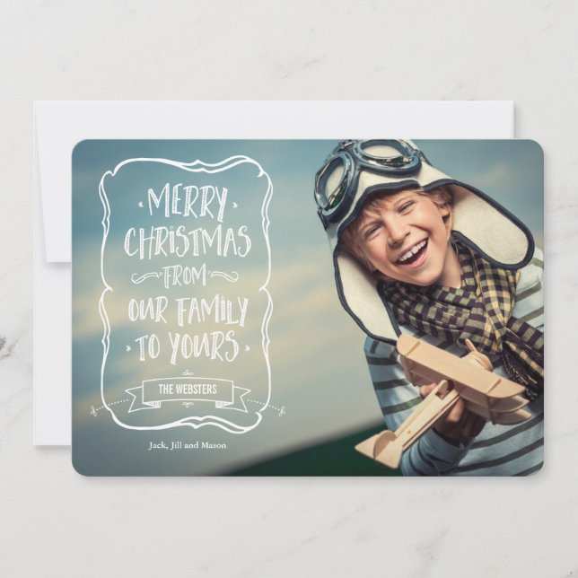 Cartão De Festividades Felicidades de Natal Branco para você (Frente)