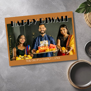 Cartão De Festividades Felicidades Diwali Foto Tradicional Cobre Quente