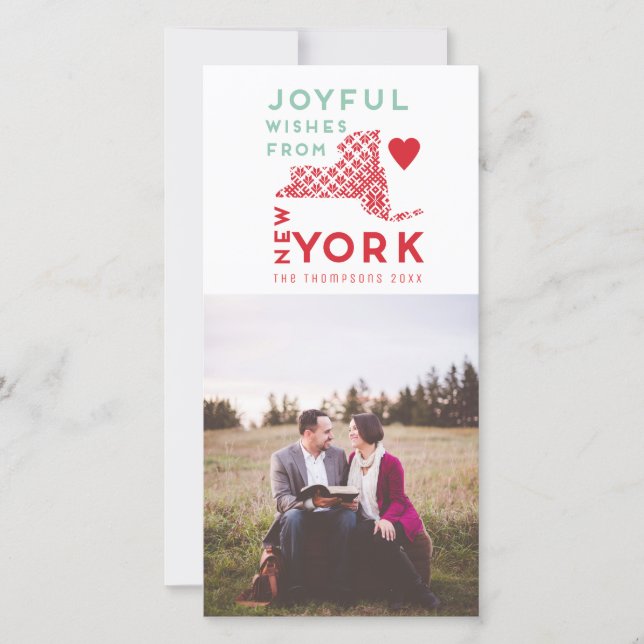 Cartão De Festividades Felicidades do Natal moderno da Foto de Nova Iorqu (Frente)