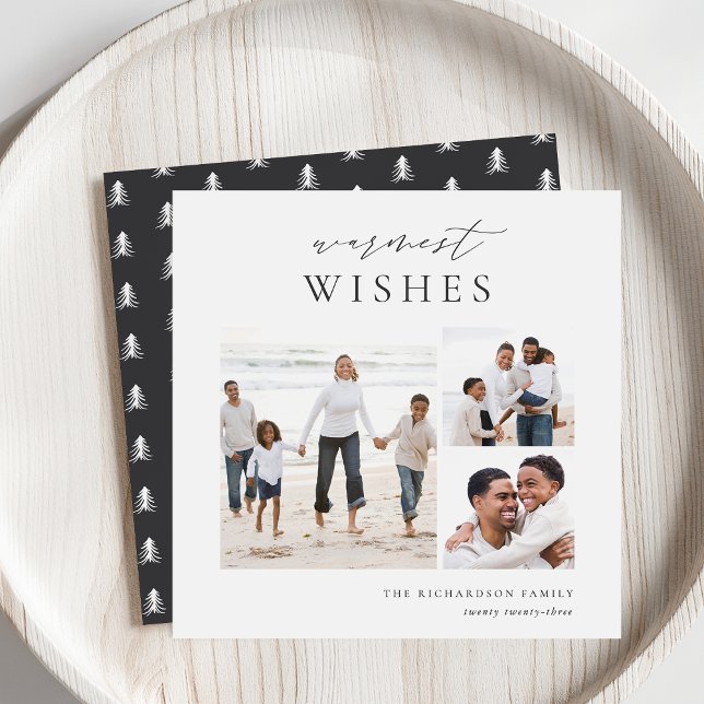 Cartão De Festividades Felicidades Mais Quentes no Natal da Colagem de Fo (Criador carregado)