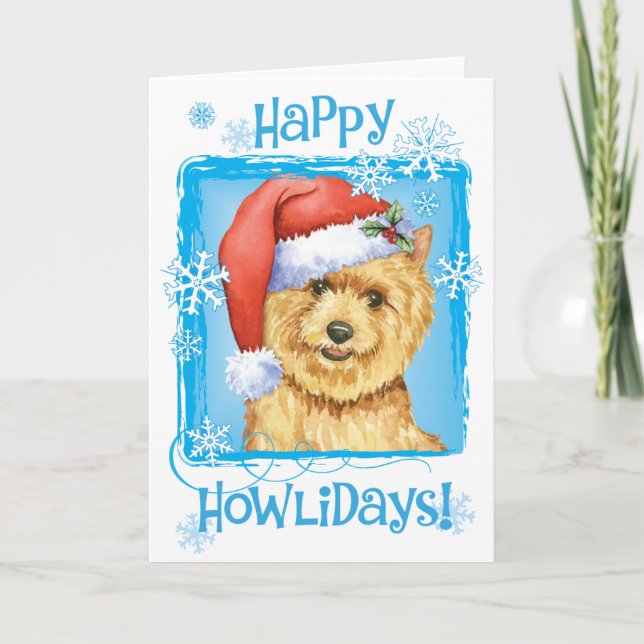 Cartão De Festividades Felicidades Natalícias Norwich Terrier (Frente)