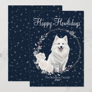 Cartão De Festividades Felicidades Natalinas Cachorro Americano Eskimo Fo