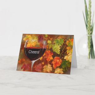 Cartão De Festividades Felicitações de Ação de Graças com Vinho e Belo Ou