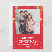 Felicito Natal Foto Dourado Vermelho Feriado