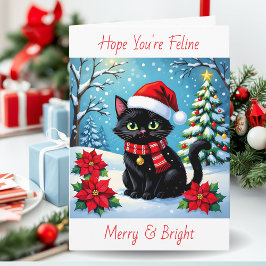 Cartão De Festividades Feline Merry and Bright  | Personalized Christmas