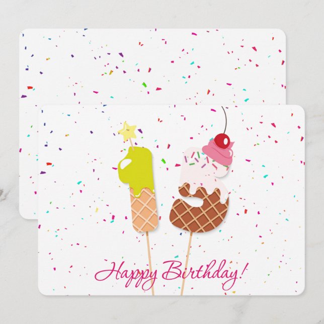 Cartão De Festividades Feliz 15 Birthday (Frente/Verso)