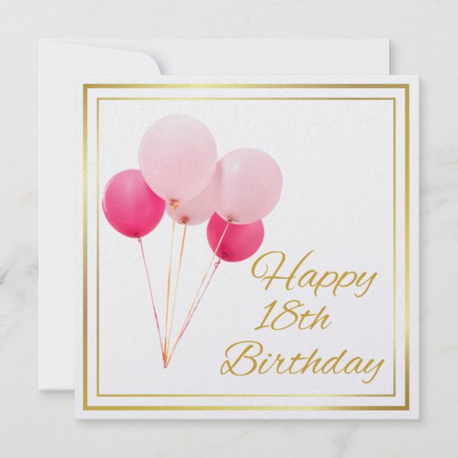 CARTÃO DE FESTIVIDADES FELIZ 18.º ANIVERSÁRIO - IMAGEM DOURADA (Frente)