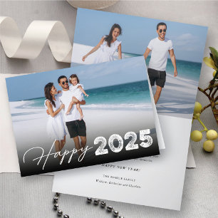 Cartão De Festividades Feliz 2022 Tipografia Foto Minimalista de Ano Novo