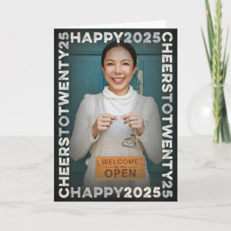 Cartão De Festividades Feliz 2025 Bloqueia Tipografia de Frame Foto do An