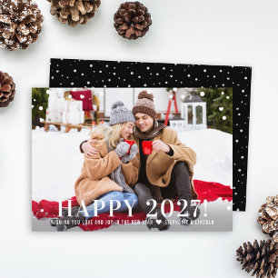 Cartão De Festividades Feliz 2027 Confetes Pretos Foto Inteira
