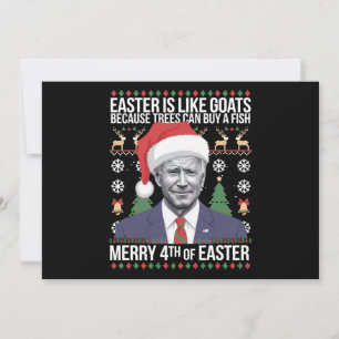 Cartão De Festividades Feliz 4º de Páscoa Funny Biden Natal Feio