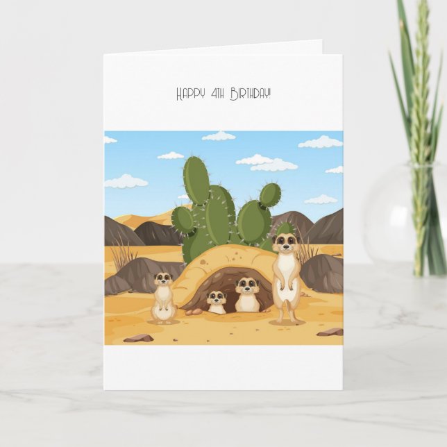 Cartão De Festividades Feliz 4.º Aniversário (Frente)