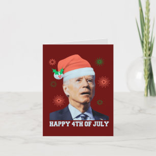 Cartão De Festividades Feliz 4 de julho Biden Natal Chapéu de Papai Noel