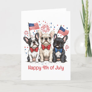 Cartão De Festividades Feliz 4 De Julho, Buldog Francês