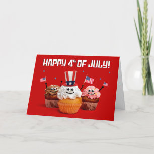 Cartão De Festividades Feliz 4 de julho Cupcakes Patrióticos