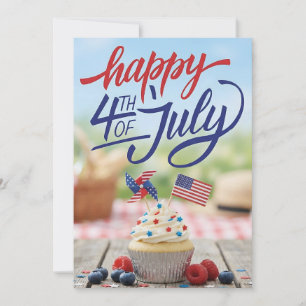 Cartão De Festividades Feliz 4 de Julho Divertida Celebração Patriótica E